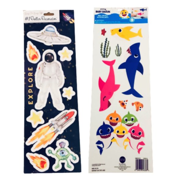 "Space Exploration" & "Baby Shark" - Peel & Stick Wall Stickers ( Removeable) - Picture 1 of 4